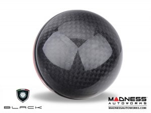 FIAT 500 Gear Shift Knob - Black Italy - Carbon Fiber Top/ Red Base